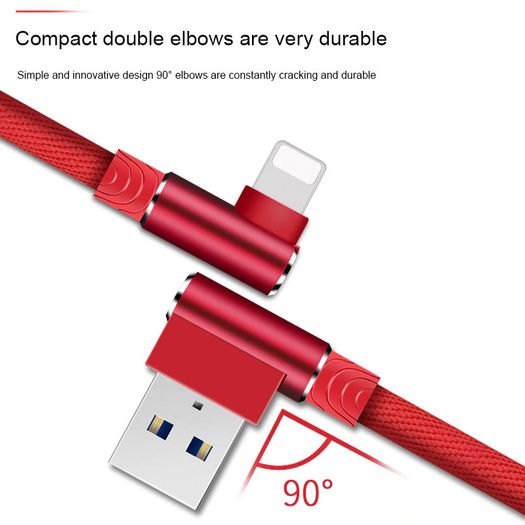 NOHON 3M Apple 3A Lightning Fast Charger & Data Sync 90 Degree Elbows Nylon Braided Cable (Brand New/Warranty)
