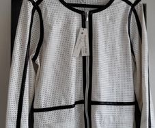 Inspired Style PU monochrome jacket Sz 16 UK - Bnwt Rrp 139.95