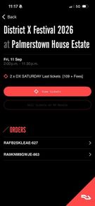 Two district X  tickets