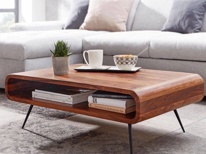 Sheesham Wood Coffee Table with Storage Shelf.