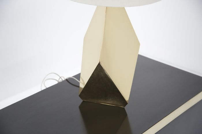 Pair of Modern Brass Origami Mid-century Style Table Lamps, USA