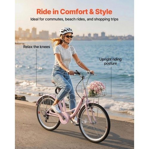 Adult City Bicycle with Carbon Steel Frame, 150kg Capaci