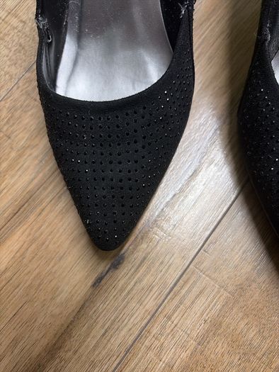 high heels black suede diamante