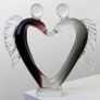 Handcrafted Glass Lovers Sculpture Angel Heart Design Image 3