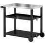 Outdoor Grill Dining Cart 3-Shelf Movable Pizza Oven Table Stand with Stainless Steel Top Image 6