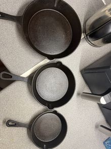 Set of cast iron pans