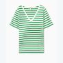 COS Green & White Striped V-Neck T-Shirt - Organic Cotton Jersey S Image 2