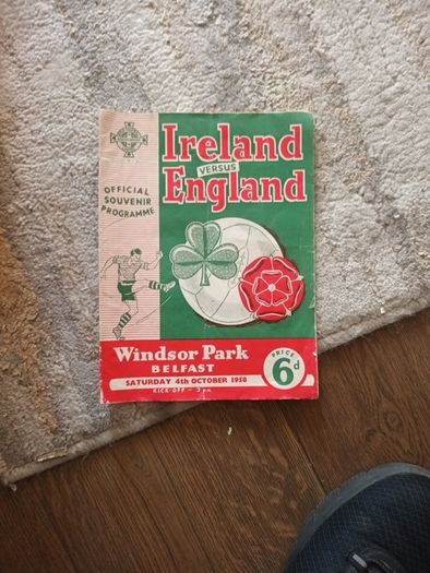 Programme Northern Ireland v England 1958
