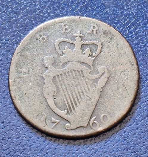 1760 Ireland Hibernia Half Penny George ll coin