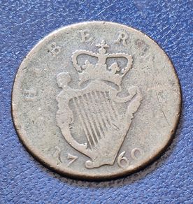 1760 Ireland Hibernia Half Penny George ll coin