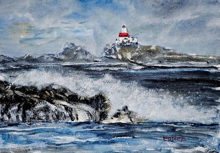 skerries lighthouse watercolour