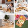 Brand New KKTONER Bed Tray Serving Tray Breakfast Tray Bamboo with Folding Feet Bedside Table Image 7