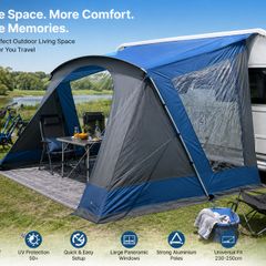 Caravan Sun Canopy Awning Aluminium Poles 2 Side Windows