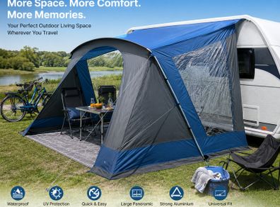 Caravan Sun Canopy Awning Aluminium Poles 2 Side Windows