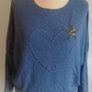 Carla Giannini Women's Angora Mix Top With Heart & Stars New With Tag Blue Image 5