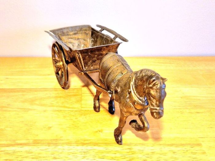 Vintage Brass Horse with Carriage Handmade