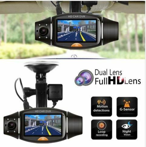 GPS HD Dual Lens 140Degree Dash Cam Car DVR Video Recorder Camera Front and Inside Vehicle