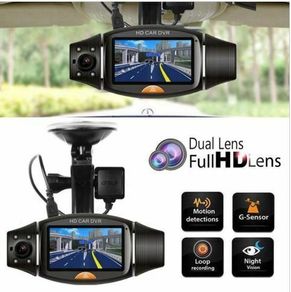 GPS HD Dual Lens 140Degree Dash Cam Car DVR Video Recorder Camera Front and Inside Vehicle