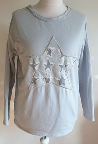 Sarah Tempest Ladies Cotton Top Sweater Grey With Star Motif Long Sleeves Payment by Paypal or Revolut