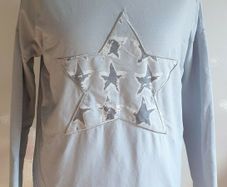 Sarah Tempest Ladies Cotton Top Sweater Grey With Star Motif Long Sleeves Payment by Paypal or Revolut