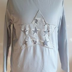 Sarah Tempest Ladies Cotton Top Sweater Grey With Star Motif Long Sleeves Payment by Paypal or Revolut
