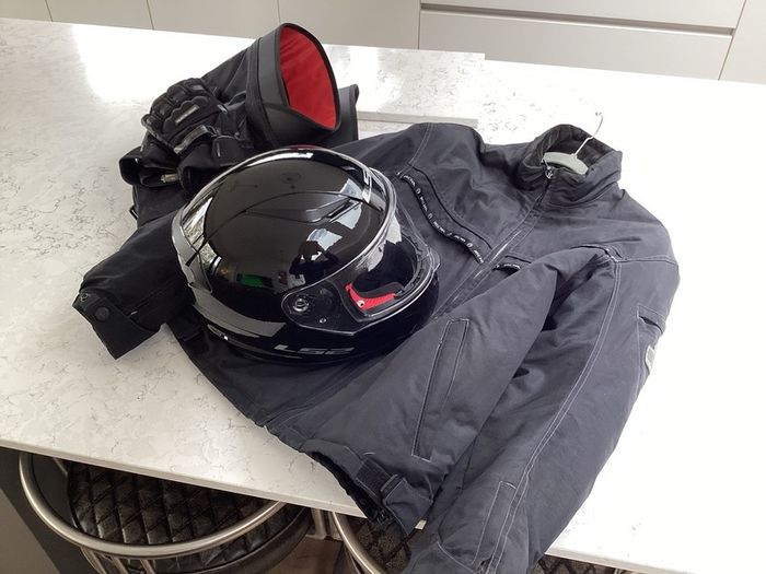 Motorbike clothing and helmet