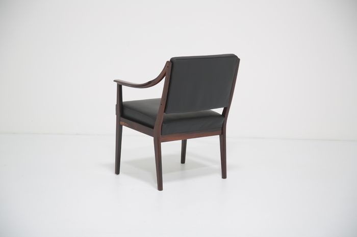 Vintage Rosewood and Black Leather Armchair by Karl Erik Ekselius for JOC Vetlanda, 1960s
