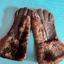 vintage brown beaver and leather gloves Image 2