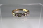 9ct Gold Amethyst &amp; Diamond Half Eternity Ring Size N, 2g, Fully Hallmarked