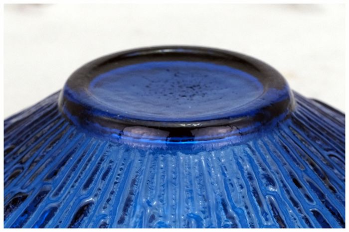 Mid Century Sklo Union Pavel Panek Blue Glass Bowl