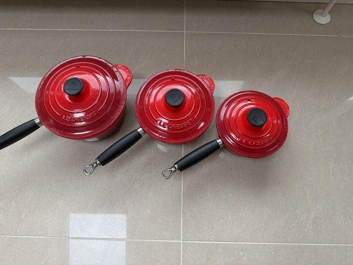 Le Creuset Cast Iron Saucepan Set 16cm, 18cm & 20cm