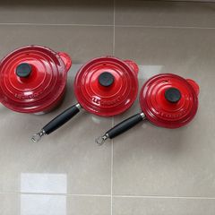 Le Creuset Cast Iron Saucepan Set 16cm, 18cm & 20cm