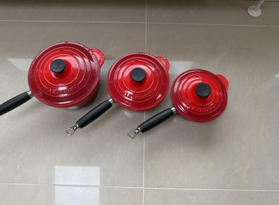 Le Creuset Cast Iron Saucepan Set 16cm, 18cm & 20cm