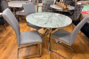 Marble Effect 1 meter Table With 4 Chairs
