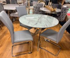 Marble Effect 1 meter Table With 4 Chairs