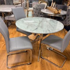Marble Effect 1 meter Table With 4 Chairs