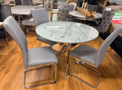 Marble Effect 1 meter Table With 4 Chairs
