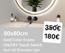 LED Bathroom Mirror Gold Frame 80cm