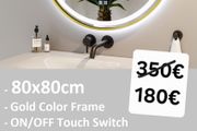 LED Bathroom Mirror Gold Demister Dual LED 80cm