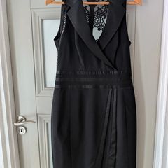 Karen Millen Signature Black Tuxedo Wrap Pencil Dress (UK 12)