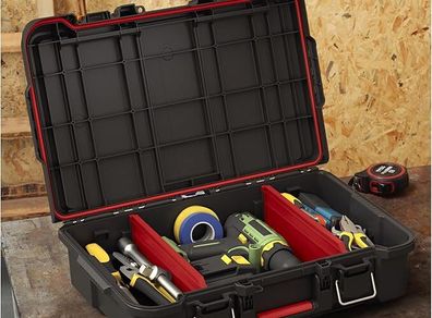 Keter Stack n' Roll Modular DIY Power Tool Storage Case, Stackable, Lightweight, Durable, Water Resistant, Black