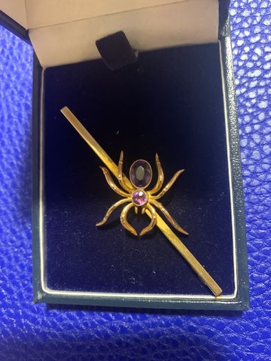 Gold Victorian Spider Brooch