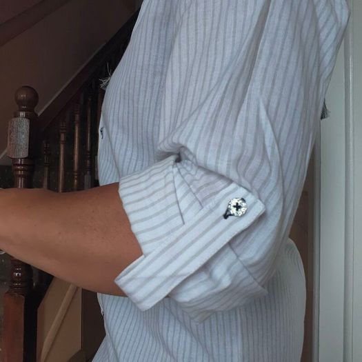 White striped Long shirt, size M