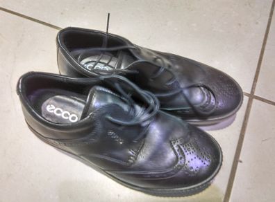 Ecco Junior Black Leather Boys / School Shoes, 4 UK / 37 EU