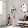 _coat stand, clothes stand, solid wood, free-standing, tree shape, 8 hooks for jackets, hats, bags, entrance area, hallway, hooks and handrail made of rubber wood, white Image 3