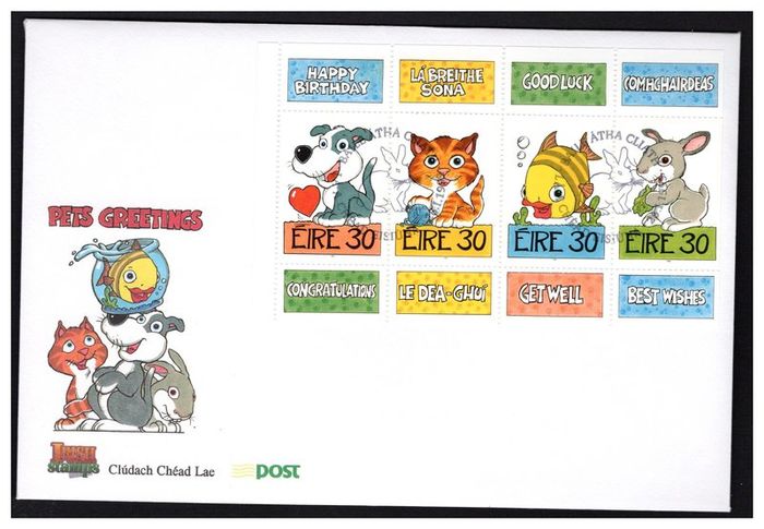 1999 Ireland Greetings Commemorative Stamp Booklet Stamp Pane An Post First Day Cover (FDC)