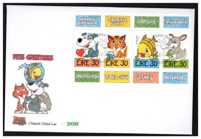 1999 Ireland Greetings Commemorative Stamp Booklet Stamp Pane An Post First Day Cover (FDC)
