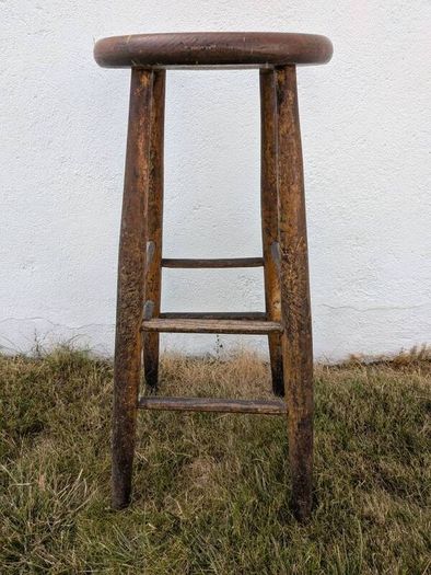 Vintage Rustic Wooden Bar Stool