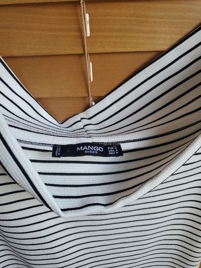 Mango White & Black Striped Bodycon Dress Sleeveless