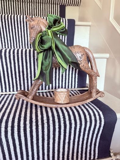 New bespoke wood effect vintage inspired rocking with candle and oversized bow